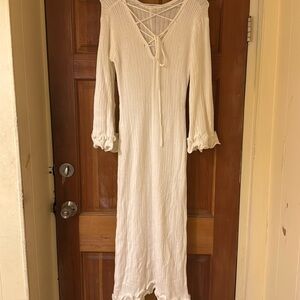 white maxi sweater dress